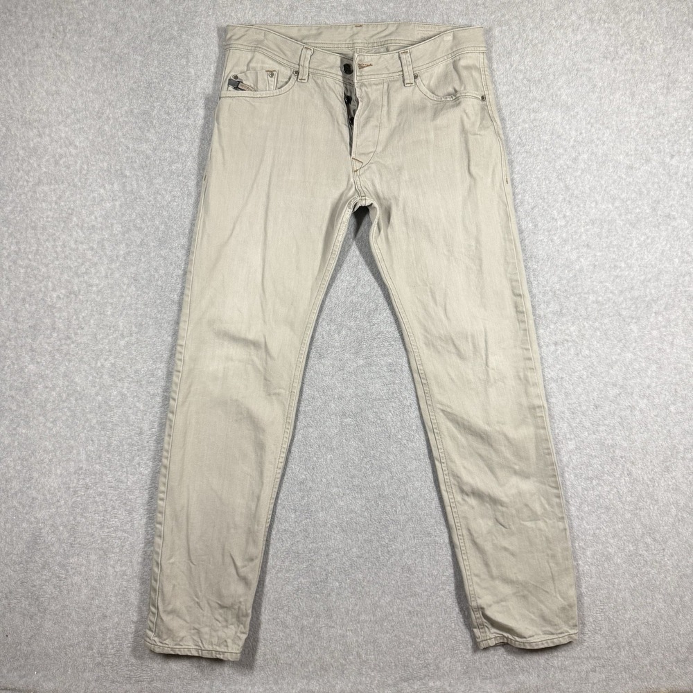 Diesel Darron Jeans Mens 32x32 Light Gray Slim Tapered 3D Denim Button Fly 008QU